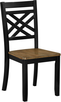 One Allium Way Modern Farmhouse X-back Dining Chairs - Black & Brown Two-tone Wood Side Chairs Set