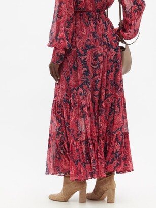 Etro Long Beach Paisley-print Silk-chiffon Maxi Skirt - Red Print