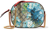 Thumbnail for your product : Gucci Linea A Disco Leather-trimmed Coated-canvas Shoulder Bag - Blue