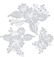 DMI Wedding Hair Accessories 3pcs Silver-Tone Crystal Simulated Pearl Flower Cluster Hair Comb Tiara