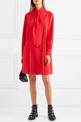 Givenchy Pussy-bow Pleated Silk-blend Crepe De Chine Mini Dress