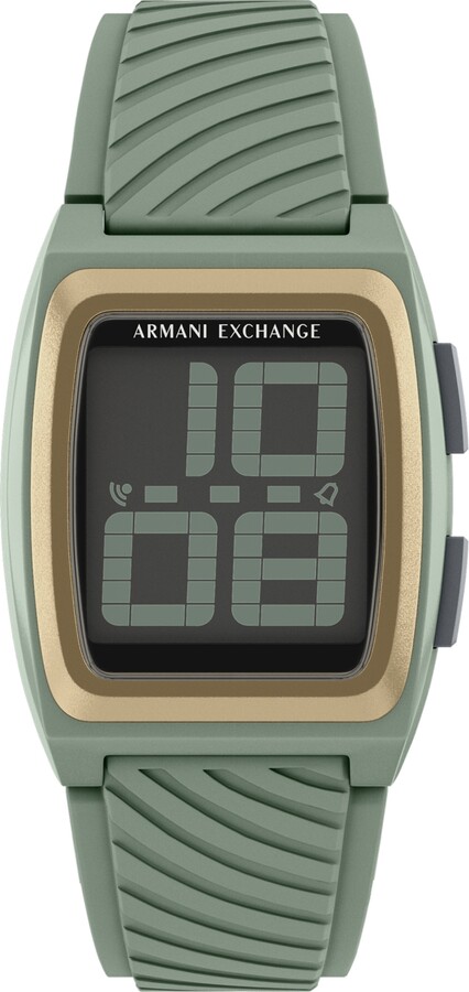 Alpha A Armani Exchange Men's Lcd Green Silicone Watch, 42mm - Green