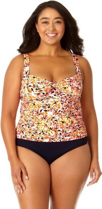 Anne Cole Plus Size Crossover Underwire Tankini Top High Waist