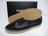 Thumbnail for your product : Chanel NIB 14S black platform leather espadrilles CC shoes flats