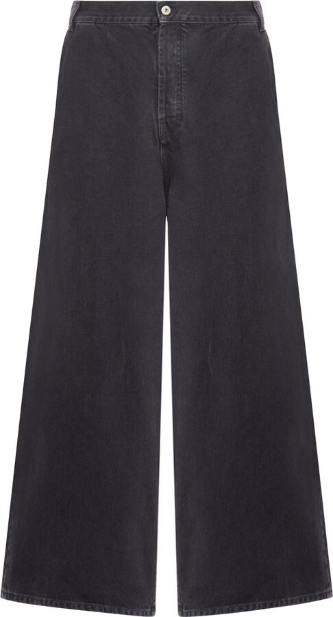 Off-White Button Detailed Wide Leg Jeans