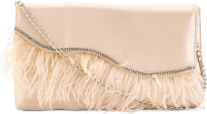 TJMAXX Satin Feather Clutch For Women, Leather