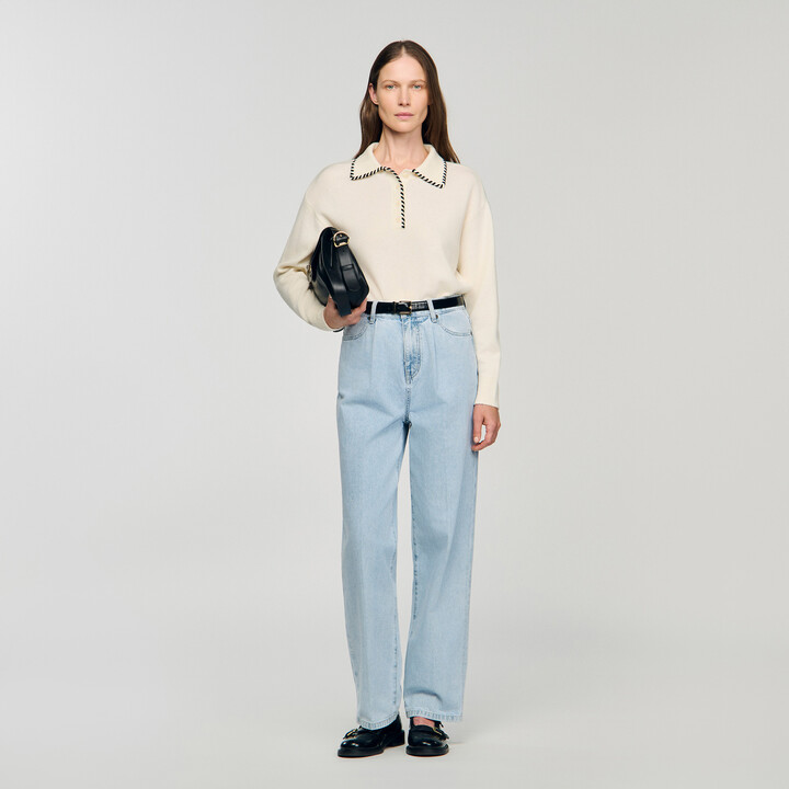 Sandro Contrast polo-neck knit sweater