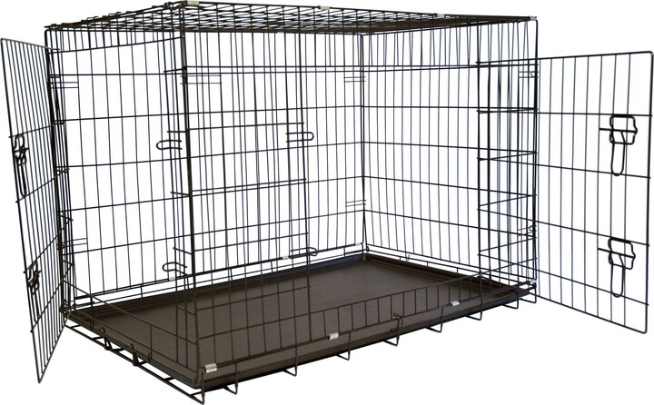 Iconic Pet Sturdy Foldable Double Door Dog & Cat Crate, 48-in