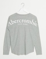 Thumbnail for your product : Abercrombie & Fitch long sleeve text logo top in grey
