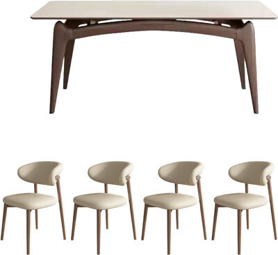 ASS Comfort Zone Modern White Oak Slate Dining Table Set