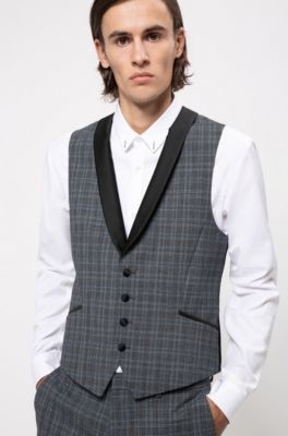 HUGO BOSS Extra-slim-fit checked waistcoat in a wool blend