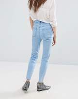 Thumbnail for your product : ASOS Design Farleigh High Waist Slim Mom Jeans In Fran Light Mottled Wash With Super Busts And Stepped Hem