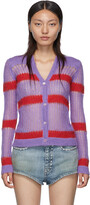 Thumbnail for your product : Miu Miu Purple & Red Striped Cardigan