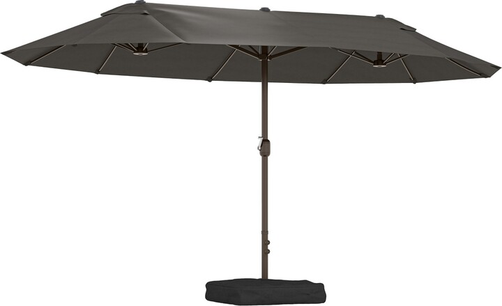 Outsunny 15' Backyard Double-Sided Steel Fabric Market Garden Umbrella Dark - Dark grey/charcoal grey