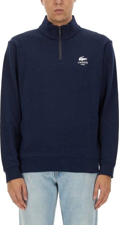 Lacoste High-Neck Zip-Up Printed Sweatshirt