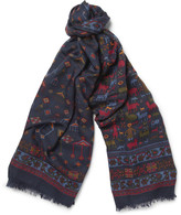 Thumbnail for your product : Drakes Printed Wool and Silk-Blend Scarf