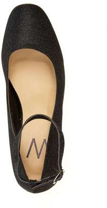 Black Shimmer Ankle Strap Court Shoe