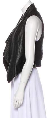Theory Leather-Accented Open Front Vest