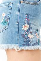 Thumbnail for your product : Forever 21 Embroidered High-Rise Denim Shorts