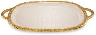 Julia Knight Florentine Gold 22.5" Handled Tray In Snow Gold/snow