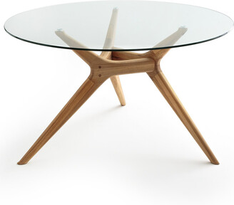 Am.pm. Maricielo Round Glass & Oak Table