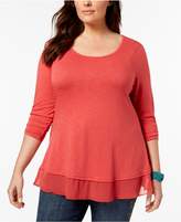 Thumbnail for your product : Style and Co Plus Size Chiffon-Hem Top, Created for Macy's