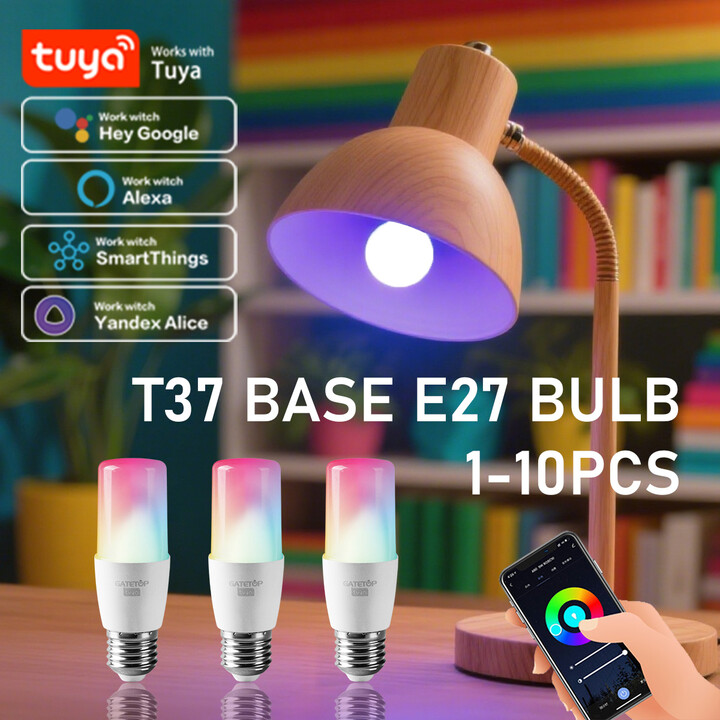 Gatetop 1-10PCS E27 Smart Wifi Led Light Bulb 6W RGBCW WW Candle Lamp Works With Alexa Amazon Google Home Yandex Alice Smartthings
