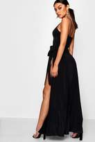 Thumbnail for your product : boohoo NEW Womens Slinky Strappy Side Tie Maxi Dress in Polyester 5% Elastane