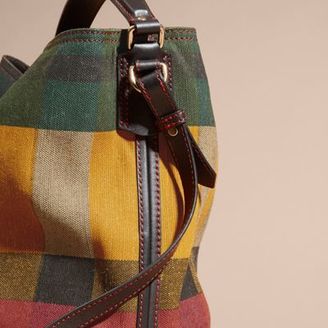 Burberry The Medium Ashby In Printed Canvas Check And Leather