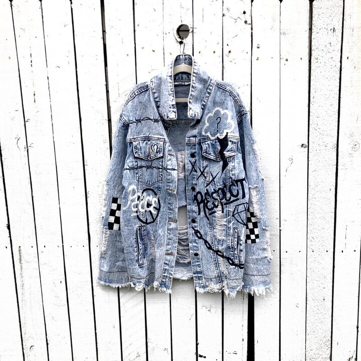 Wren + Glory Graffiti Girl' Denim Jacket - Blue - ShopStyle