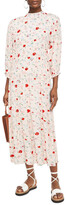 Thumbnail for your product : Samsoe & Samsoe Sarami shirred floral-print crepon midi dress