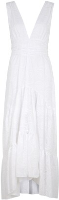 MISA Ksenia White Embroidered Cotton Maxi Dress