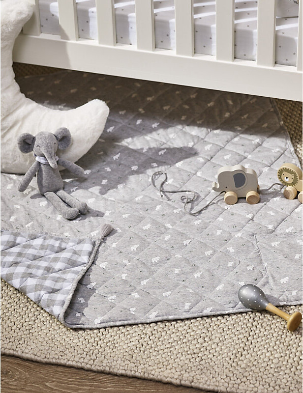 The Little White Company Multi Elephant Quilted Cotton Playmat ShopStyle Nursery Blankets