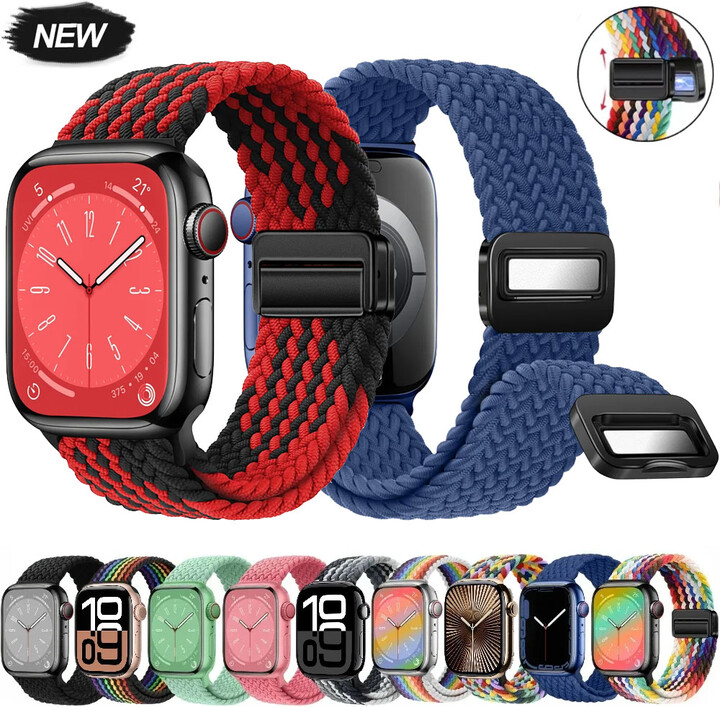 Braided loop Magnetic Buckle Band For Apple Watch Strap 45mm 42 46MM ultra 2 49mm 44mm 41/40mm Bracelet series 10 9 7 SE 6 8 5 4