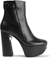 Thumbnail for your product : Nicholas Kirkwood Miri Faux Pearl-embellished Leather Platform Ankle Boots