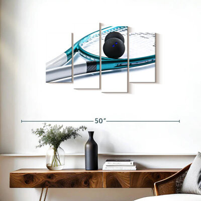 Ebern Designs Sireci Balls On Blue Squash Racket