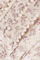 Thumbnail for your product : Zimmermann Ruched Lace And Floral-print Silk-satin Mini Dress
