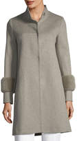 Thumbnail for your product : Fleurette Single-Breasted Wool Coat w/ Mink Cuffs