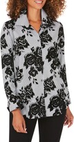 Thumbnail for your product : Foxcroft Jane Flocked Floral Stripe Tunic Shirt