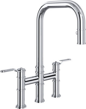Perrin & Rowe Armstrong Pull-Down Bridge Kitchen Faucet With U-Spout