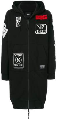 Kokon To Zai patch-work long hooded sweatshirt