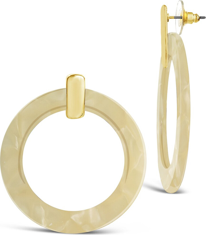 Resin C Shaped Hoop Earrings for Women Girls Fashion Acrylic Tortoise Shell Geometric Half Hoop Earring Bohemian Statement Studs 50mm Punk Jewelry Gifts BFF
