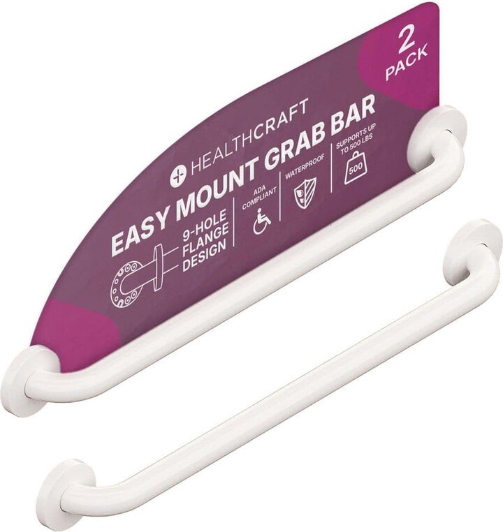 HealthCraft Easy Mount 24 in. Grab Bar ADA Compliant for Bath and Shower Safety (500 lbs. Capacity) in White