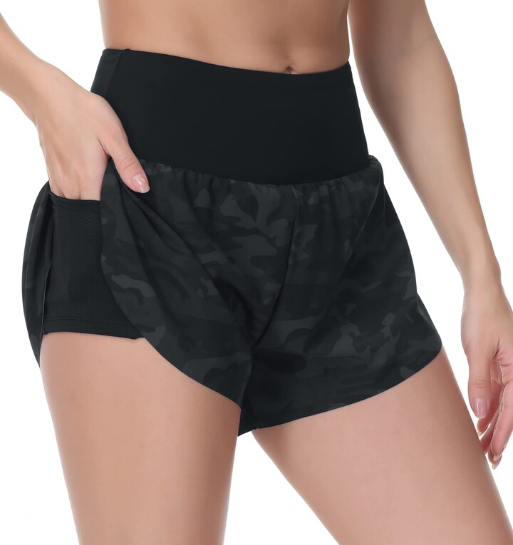 WHOUARE 4 Pack Biker Yoga Shorts with Pockets for Women,High Waisted  Athletic Running Workout Gym Shorts Tummy Control,Black,Black,Black,Black,S  at  Women's Clothing store