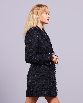 Missguided Women's Navy Mini Dresses - Metallic Boucle Tailored Blazer Dress - Size 8 at The Iconic