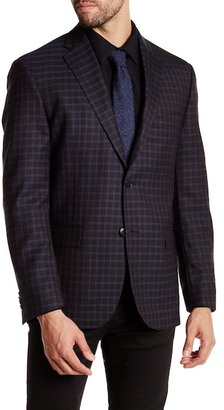 JB Britches Navy Windowpane Two Button Notch Lapel Wool Sportcoat
