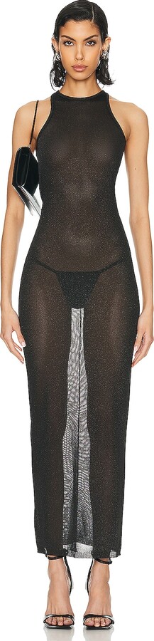 fleur du mal Sheer Knit Racer Dress in Black