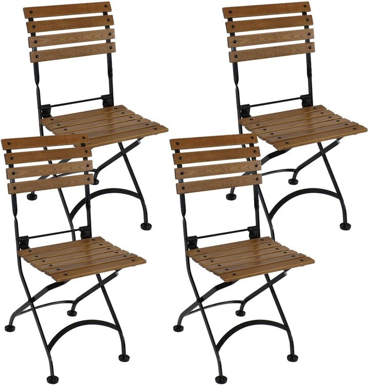 Sunnydaze Folding Chestnut Wood Outdoor Dining Chair - Set of 4