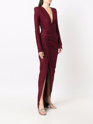 Alexandre Vauthier Metallic Structured-Shoulder Fitted Gown