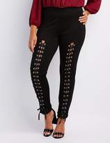 Thumbnail for your product : Charlotte Russe Plus Size Lace-Up Ponte Knit Leggings